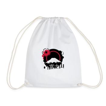 Fujiyama with cherry blossom and calligraphy - Drawstring Bag - white - Front