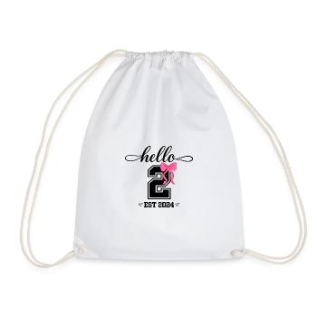 Hello 2 Est 2024 Pink Bow Design - Drawstring Bag - white - Front