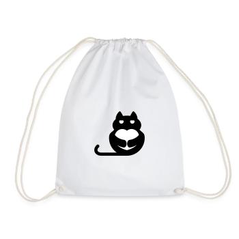 Cat with heart - Drawstring Bag - white - Front