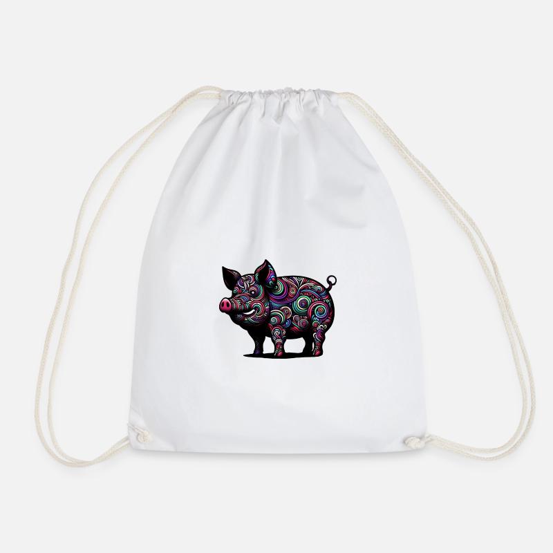 Buntes Schwein - Turnbeutel - Weiß