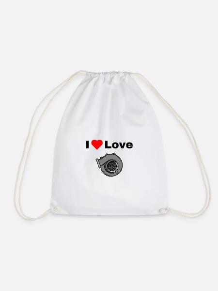 I Love Turbos Design - Drawstring Bag - white