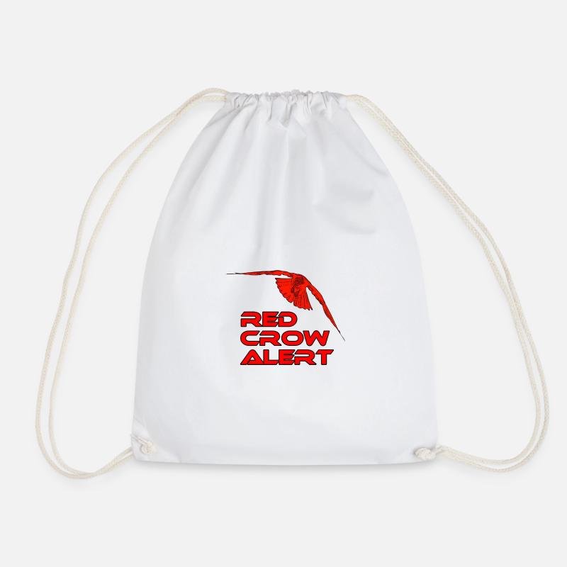 red crow alert - Drawstring Bag - white