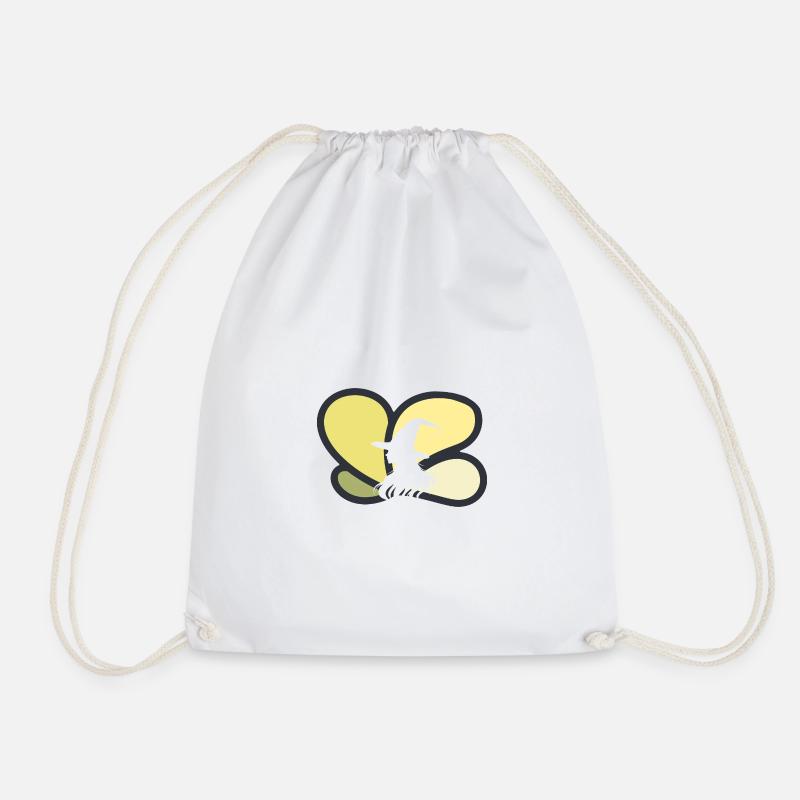 Witch Broom Book - Drawstring Bag - white