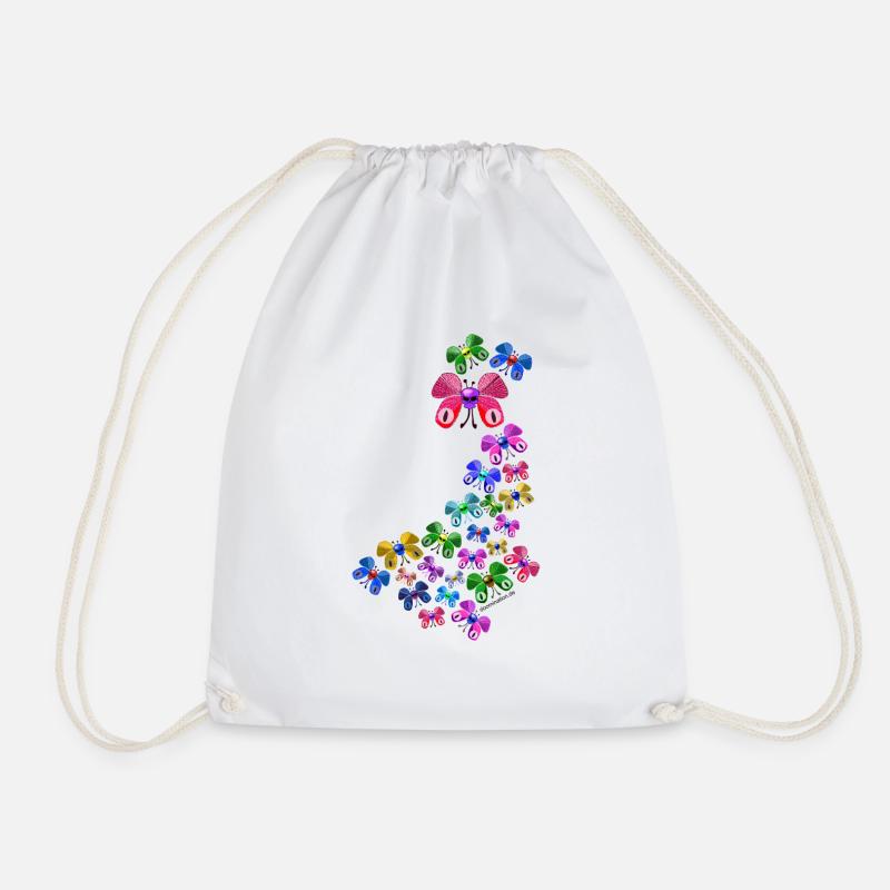 Butterflies - Drawstring Bag - white