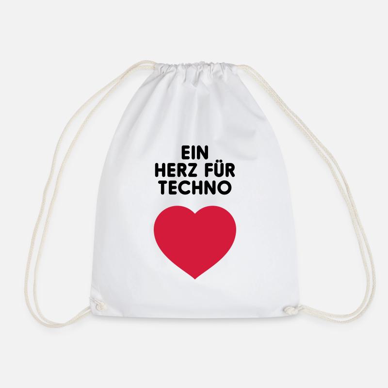 EIN HERZ FÜR TECHNO - Turnbeutel - Weiß