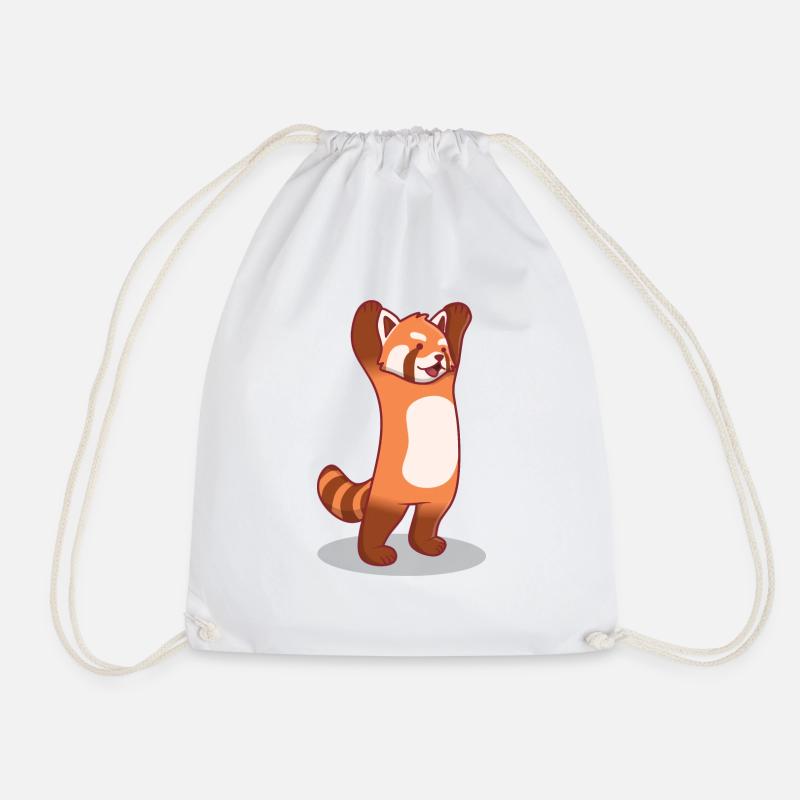 Cute Red Panda - Drawstring Bag - white
