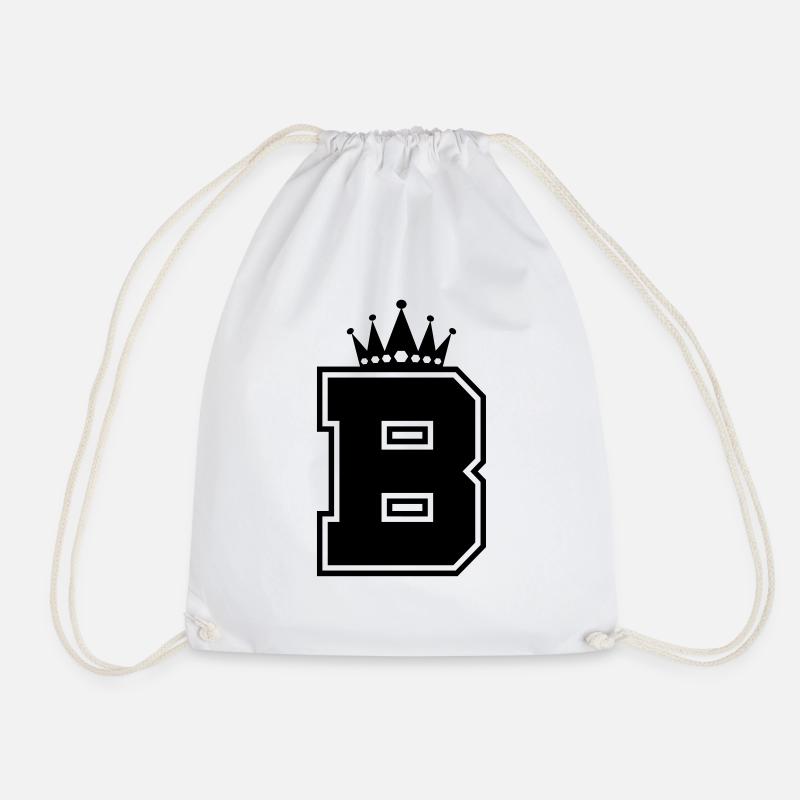 letter B crown - Drawstring Bag - white