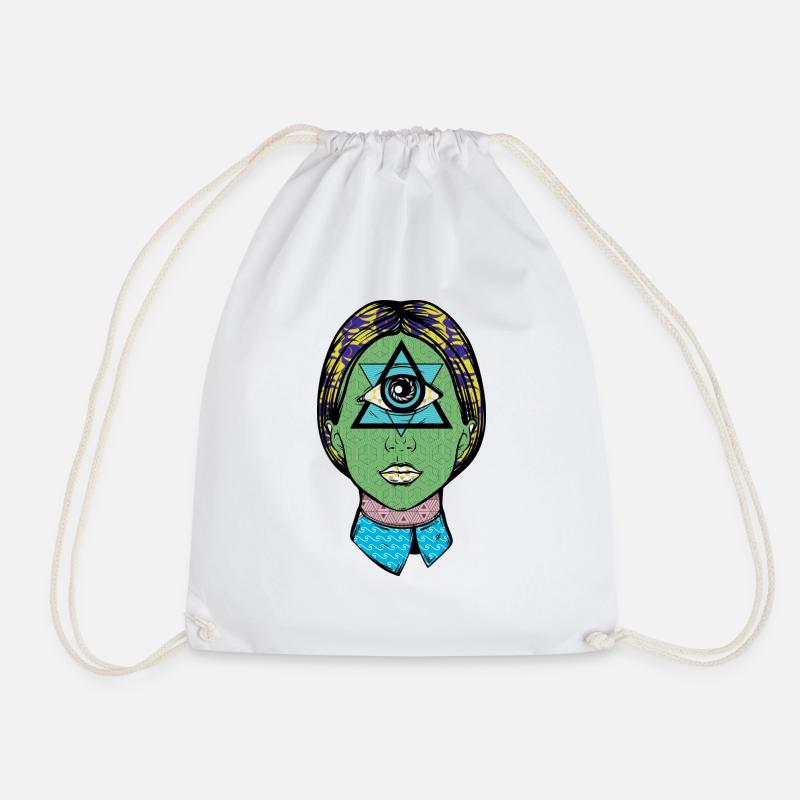 FACE WITH 3 EYES - Drawstring Bag - white