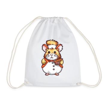 Hamster as a trained high has made food. - Drawstring Bag - white - Front
