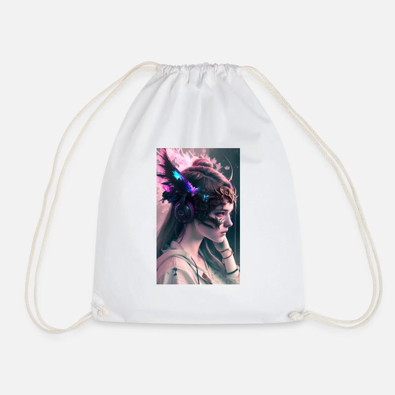 ARTWORK Dragon Girl Mel - Drawstring Bag - white