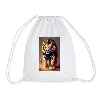 Tiger Lion mix - Drawstring Bag - white - Front