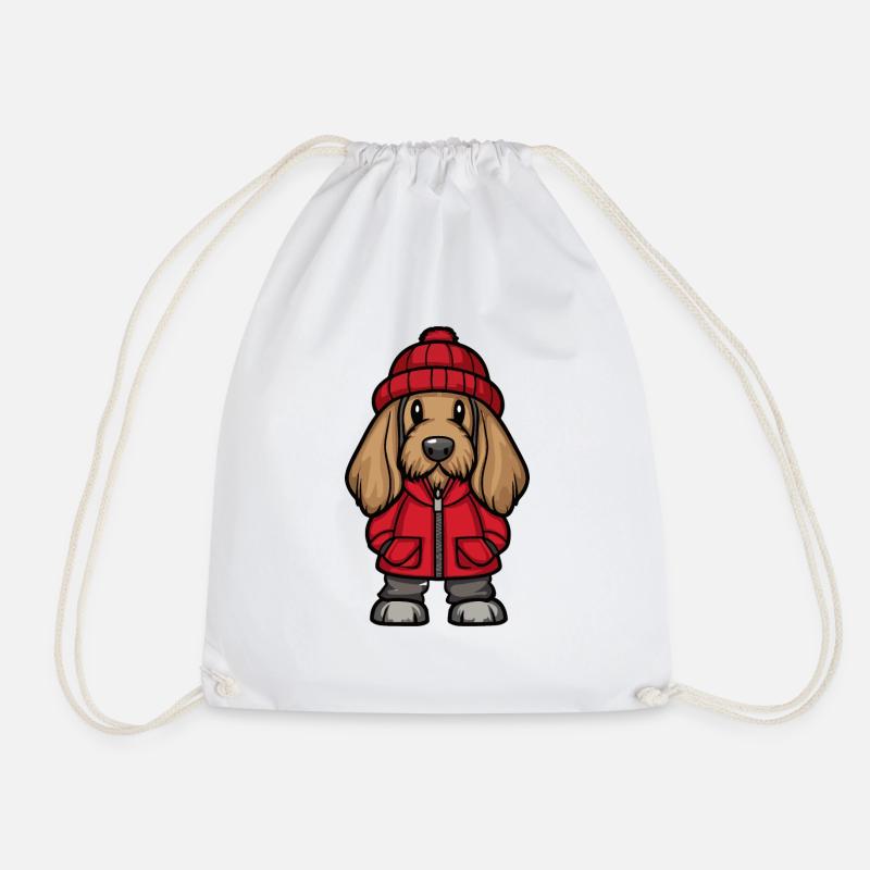 Afghan Hound Dog Cartoon - Drawstring Bag - white