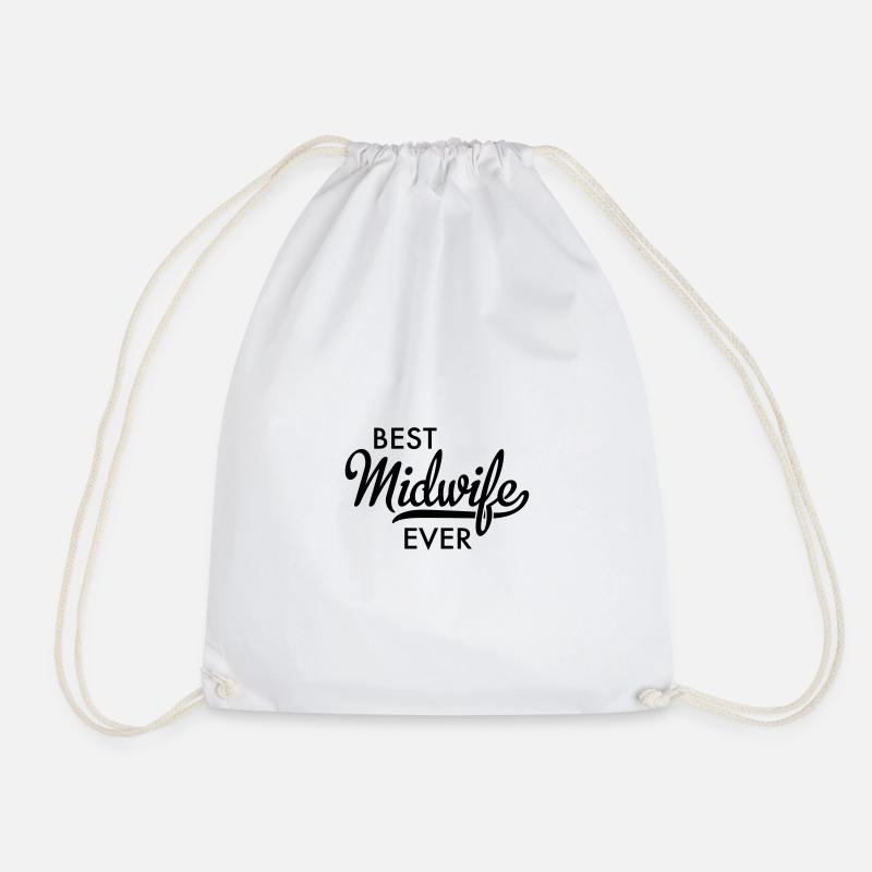 midwife - Drawstring Bag - white