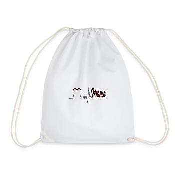 Favorite Mom Best Mom Heartline Love You - Drawstring Bag - white - Front