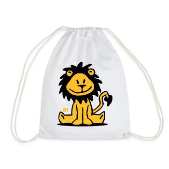 Playful Lion Cartoon Design - Drawstring Bag - white - Front
