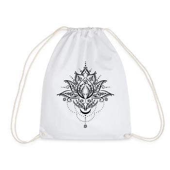 Lotus lotus flower moon om symbol yoga - Drawstring Bag - white - Front