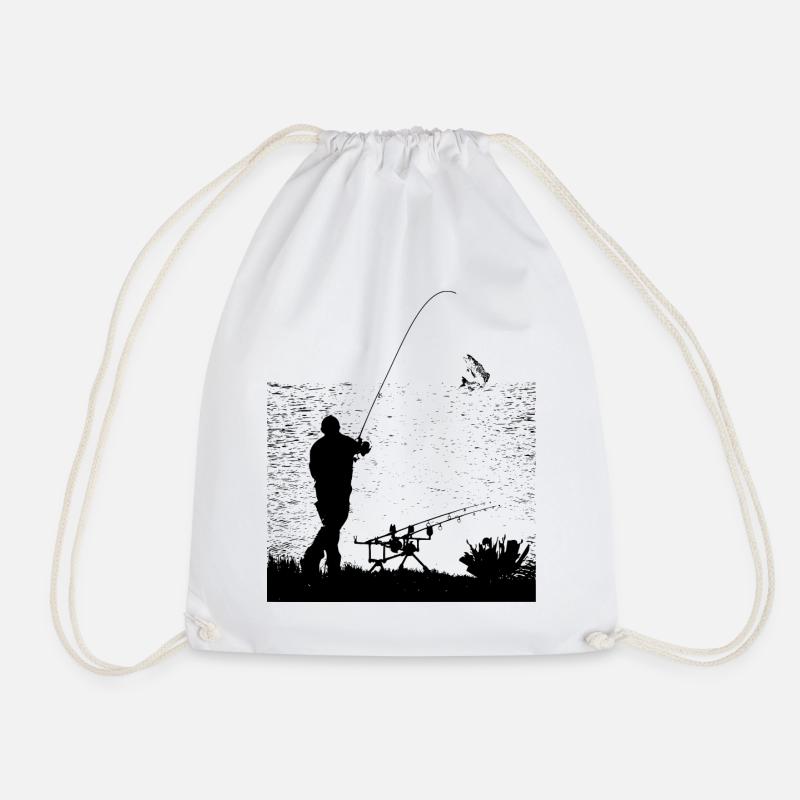 fishing - Drawstring Bag - white