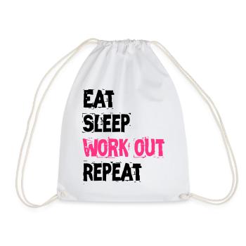 EAT SLEEP WORK OUT REPEAT - Drawstring Bag - white - Front