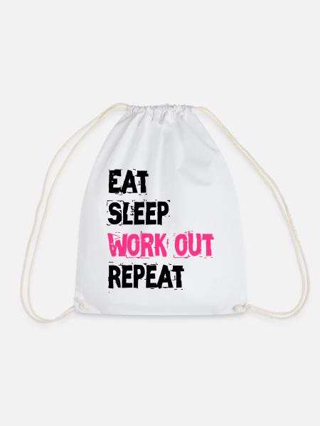 EAT SLEEP WORK OUT REPEAT - Turnbeutel - Weiß