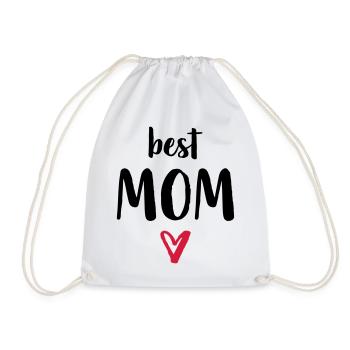 best Mom I Herz Geschenk Mama Mutter Mutti Mami - Turnbeutel - Weiß - Vorne