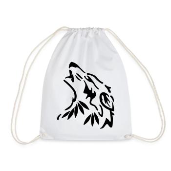 wolf - Drawstring Bag - white - Front