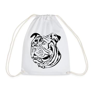 Old English Bulldog head - Drawstring Bag - white - Front