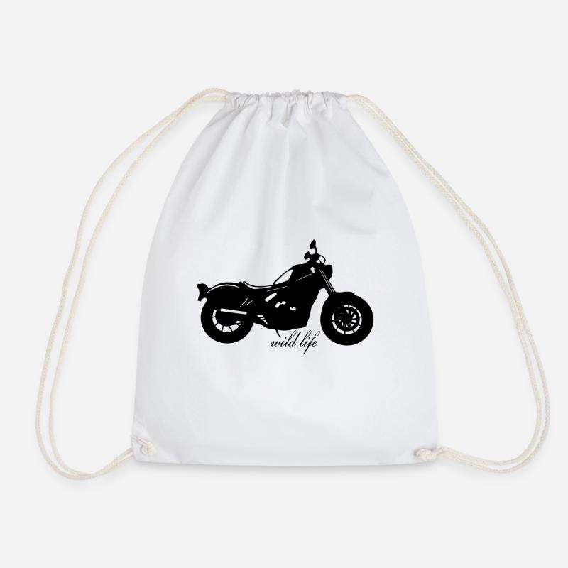 Motorcycle wildlife - Drawstring Bag - white