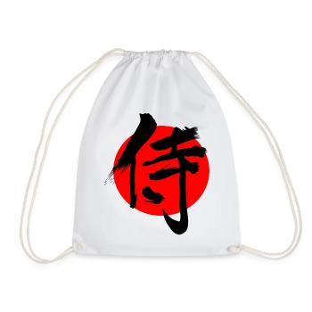 Samurai in japanischer Kanji-Schrift rote Sonne - Turnbeutel - Weiß - Vorne