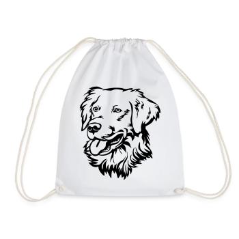 Golden Retriever Head - Drawstring Bag - white - Front