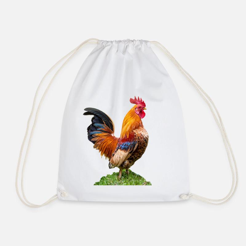 stolzer, männlicher Hahn. Freigestellt,Chef Symbol - Turnbeutel - Weiß