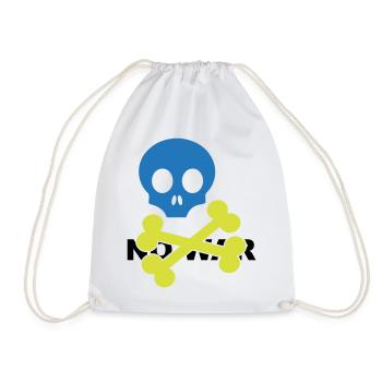 Neonblauer Totenkopf und gekreuzte Knochen - Turnbeutel - Weiß - Vorne