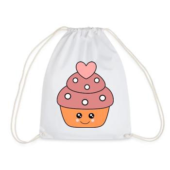 Kawaii cupcake Kawaii Sticker lustig - Turnbeutel - Weiß - Vorne