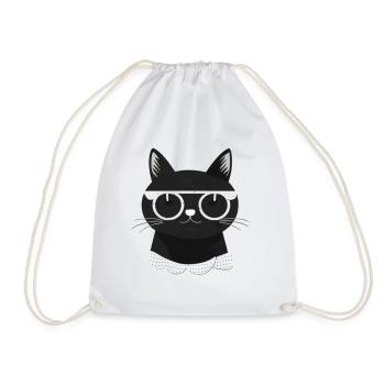 Visage de chat cool avec des lunettes de soleil - Sac de sport léger - blanc - Devant