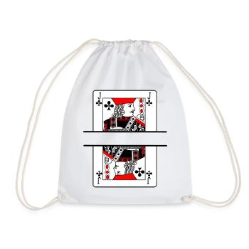 Playing card clover jack with banner space - Drawstring Bag - white - Front
