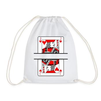 Playing card hearts farmer with banner space - Drawstring Bag - white - Front
