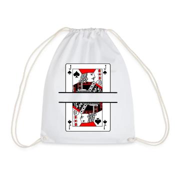 Playing card spades farmer with banner space - Drawstring Bag - white - Front
