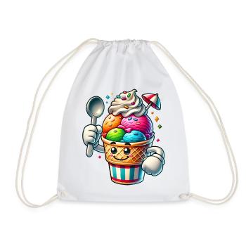 cheerful cartoon ice cream motif for summer fun - Drawstring Bag - white - Front