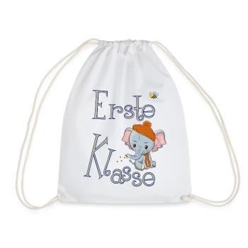 First Class, Elephant - Drawstring Bag - white - Front