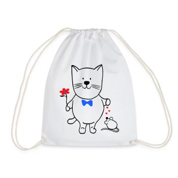 Katze und Maus - Turnbeutel - Weiß - Vorne
