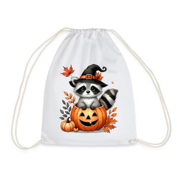 Raton laveur d’Halloween à la citrouille : Doux plaisir effrayant - Sac de sport léger - blanc - Devant