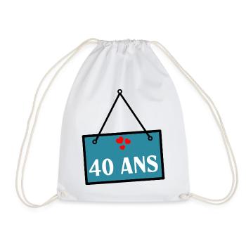 40. 40 ANS. 40e ANNIVERSAIRE. ANNIVERSAIRE 40 ANS. - Sac de sport léger - blanc - Devant