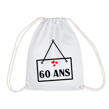 60. 60 ANS. 60e ANNIVERSAIRE. ANNIVERSAIRE 60 ANS. - Sac de sport léger - blanc - Devant