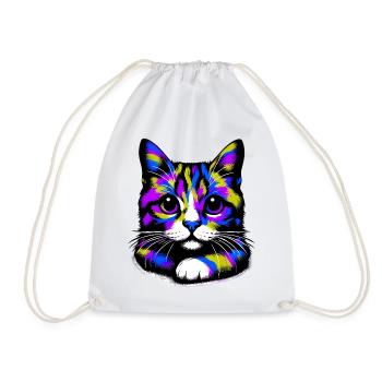 Cat - Drawstring Bag - white - Front