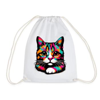 Cat - Drawstring Bag - white - Front