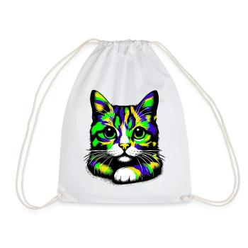 Cat - Drawstring Bag - white - Front