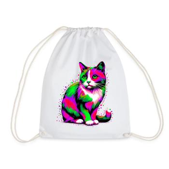 Cat - Drawstring Bag - white - Front