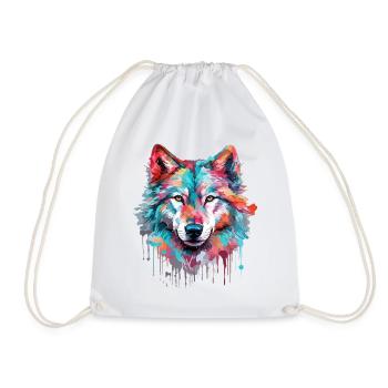 Wolf Wolf Head Predator Forest Nature Wilderness Art - Drawstring Bag - white - Front