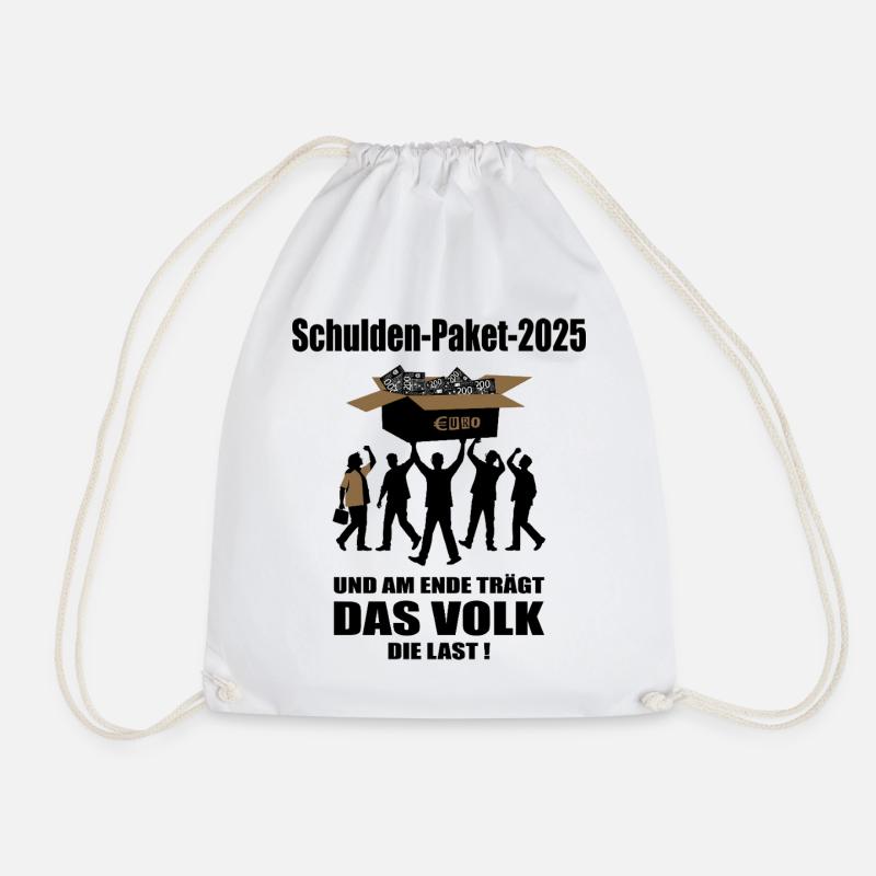 Schulden Paket 2025 - Turnbeutel - Weiß