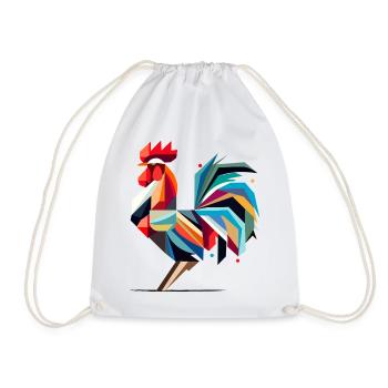 Colorful Geometric Rooster in Polygon Style - Drawstring Bag - white - Front