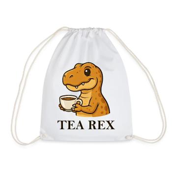 Tea Rex Dinosaur T-Shirt Tea Drinker Saying - Drawstring Bag - white - Front